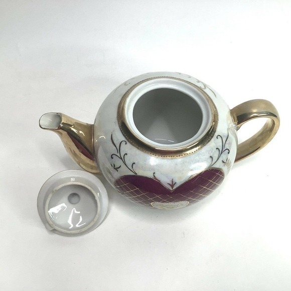 Vintage nasco japan del coronado iridescent gold trim lustreware pottery‎ teapot - Picture 3 of 9